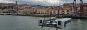 View Portugalete town & working Platform in Biscay Hanging Bridge. Near Bilbao