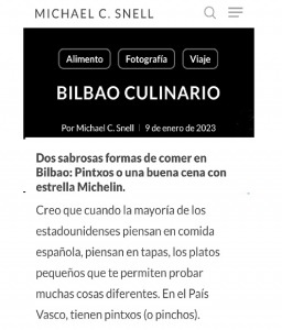 Bilbao culinario - Michael C Snell web - Enero 2023